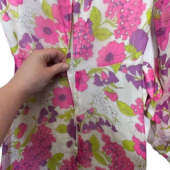 Vintage 1970s trad Long Sleeve Floral Empire Waist Dress Chiffon Modest small - Picture 14 of 15
